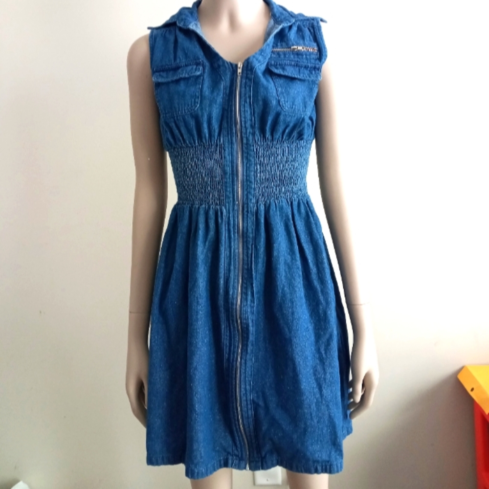 New denim zipper dress size small